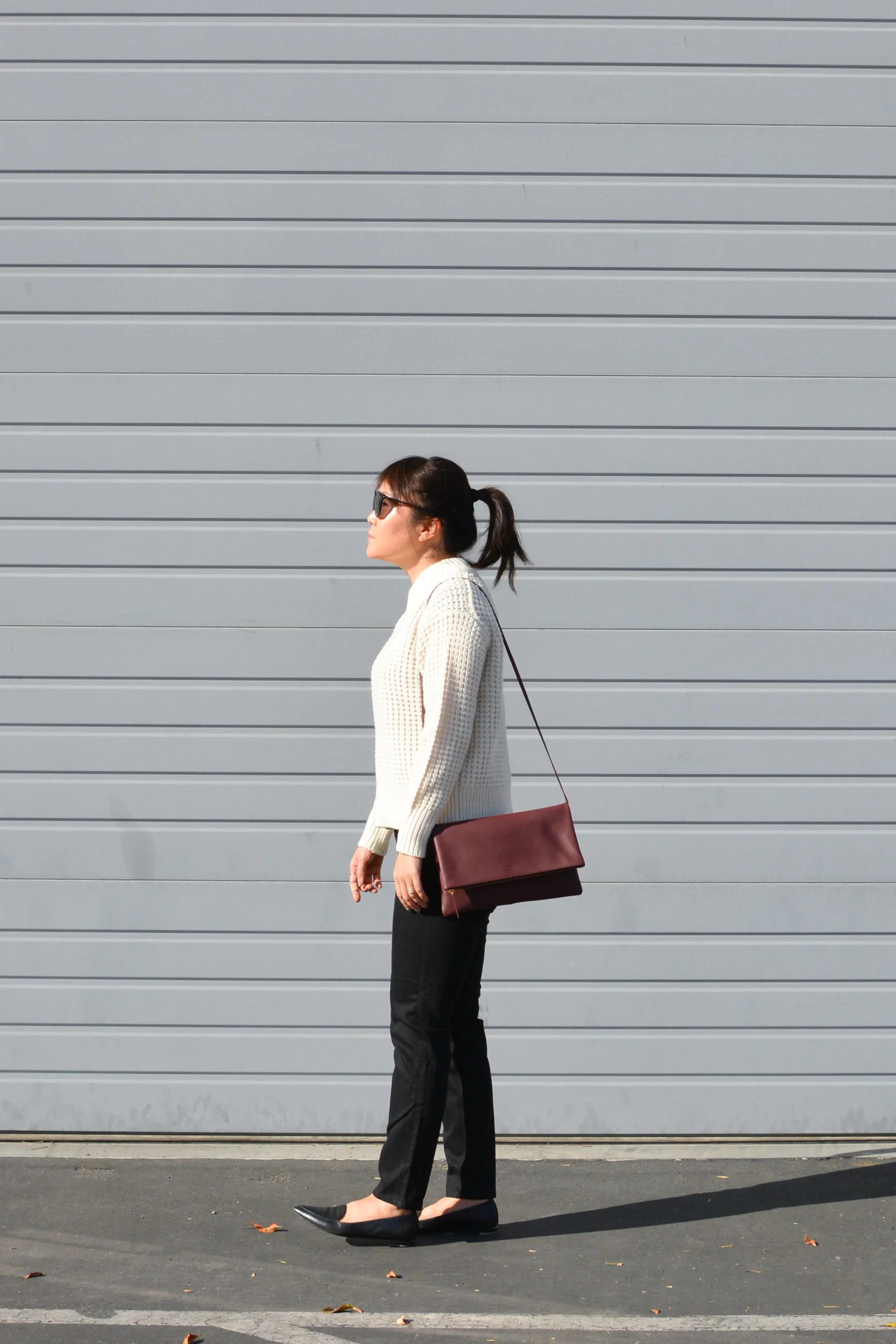 Everlane wool cashmere top waffle square crew